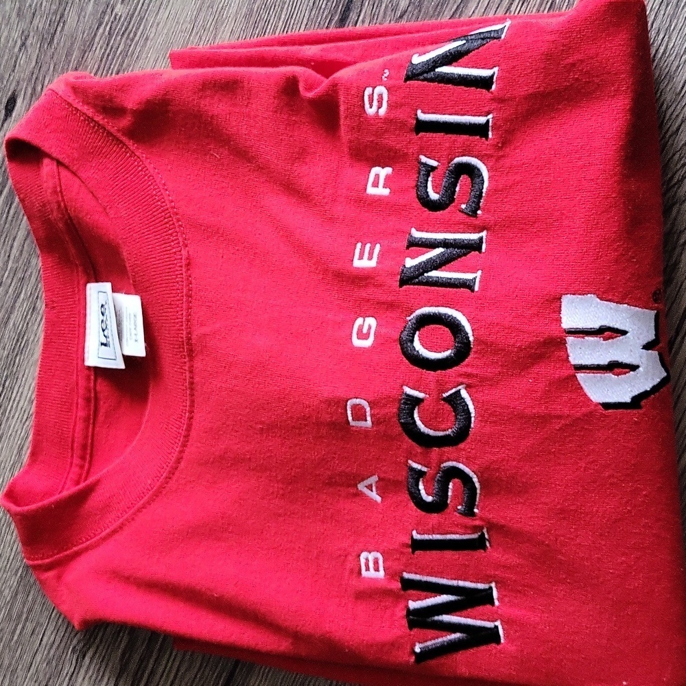 Y2K Lee NCAA Wisconsin Badgers Crew Neck T Shirt XL